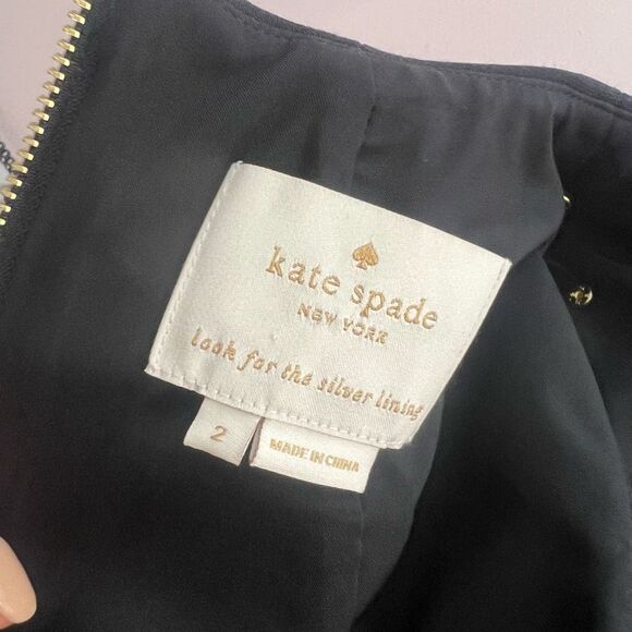 Kate spade black sleeveless rear gold zipper A-line dress size 2 - Picture 9 of 12